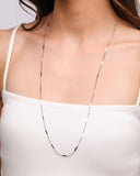 Gargantilha Longa Grumet Plaquinhas Achatadas Ródio Branco - 80 cm