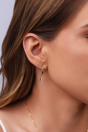 Brinco Gancho Gota Cristal Banhado a Ouro 18K