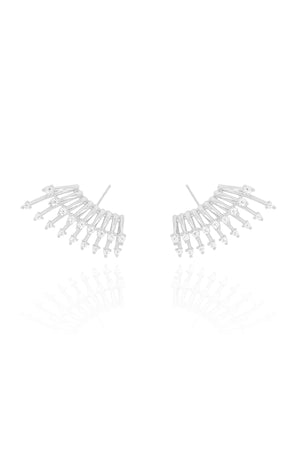 Ear Cuff Filetes Cravejados Cristal Ródio Branco