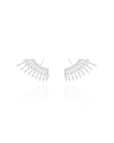 Ear Cuff Filetes Cravejados Cristal Ródio Branco