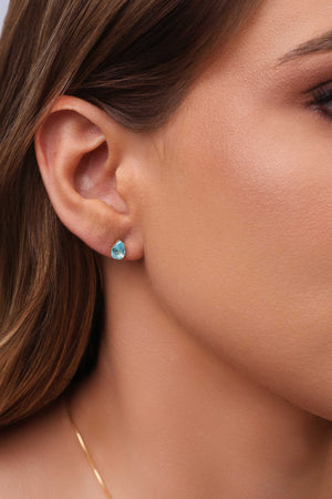 Brinco Gota Topázio Sky 7 mm Banhado a Ouro 18K