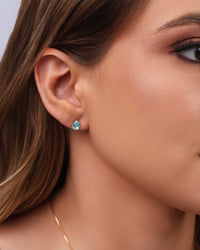 Brinco Gota Topázio Sky 7 mm Banhado a Ouro 18K