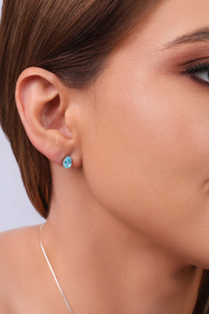 Brinco Gota Topázio Sky 7 mm Ródio Branco