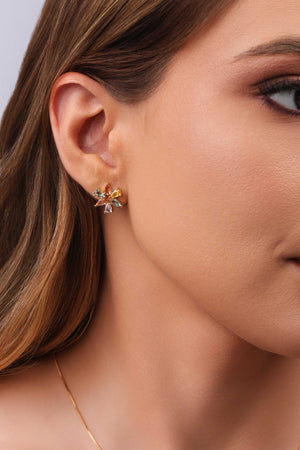 Conjunto Mandala Gotas Coloridas Banhado a Ouro 18K