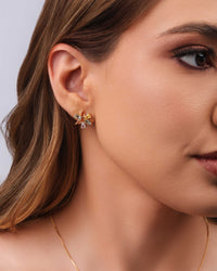 Conjunto Mandala Gotas Coloridas Banhado a Ouro 18K