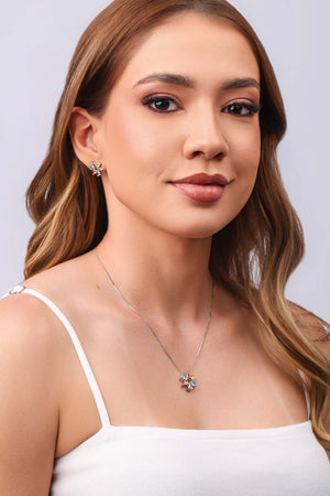 Conjunto Mandala Gotas Coloridas Ródio Branco