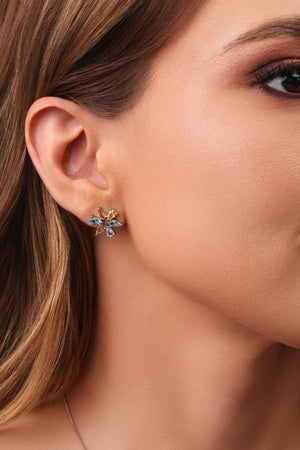 Conjunto Mandala Gotas Coloridas Ródio Branco