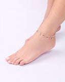 Tornozeleira Dupla Cristais Pingentes Fundo do Mar Banhado a Ouro 18K