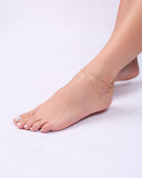 Tornozeleira Tripla Veneziana Ponto de Luz Cristal Banhado a Ouro 18K