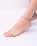 Tornozeleira Elos Pontos de Luz Coloridos 6 mm Banhado a Ouro 18K