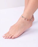 Tornozeleira Elos Pontos de Luz Coloridos 6 mm Ródio Branco