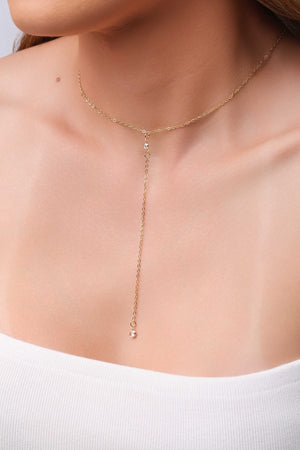 Gravata Elos Pontos de Luz Cristal 5 mm Banhado a Ouro 18K