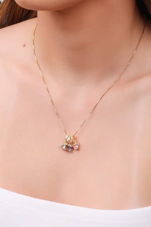 Gargantilha Veneziana Pingentes Geométricos Coloridos Banhado a Ouro 18K - 45 cm