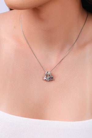 Gargantilha Veneziana Pingentes Geométricos Coloridos Ródio Branco - 45 cm