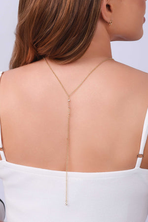 Gargantilha Back Nacklace Elos Pontos de Luz Cristal Banhado a Ouro 18K - 60 cm