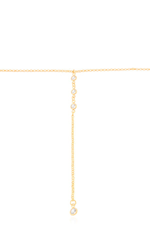 Gargantilha Back Nacklace Elos Pontos de Luz Cristal Banhado a Ouro 18K - 60 cm