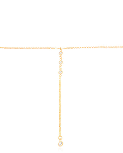 Colar Back Necklace Elos Pontos de Luz Cristal Banhado a Ouro 18K - 60 cm
