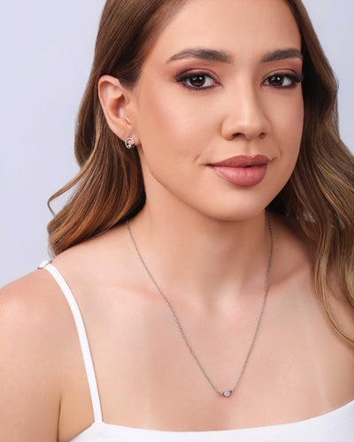 Colar Back Necklace Elos Pontos de Luz Cristal Ródio Branco - 60 cm