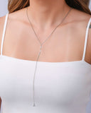 Gargantilha Back Nacklace Elos Pontos de Luz Cristal Ródio Branco - 60 cm