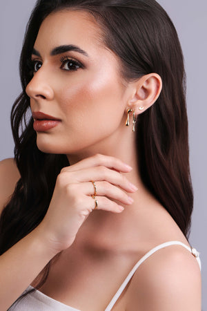 Anel Dedinho Detalhado Liso Tamanho 7 Banhado a Ouro 18K