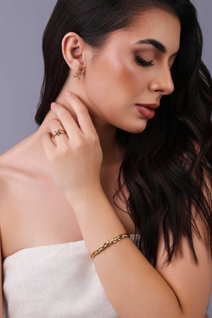 Anel Ajustável Nó Tamanho P Banhado a Ouro 18K