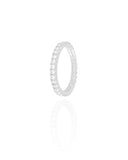 Anel Cravejado Cristal 2 mm Tamanho 23 Ródio Branco