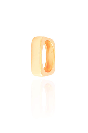 Anel Quadrado Liso Tamanho 12 Banhado a Ouro 18K