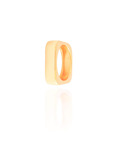 Anel Quadrado Liso Tamanho 12 Banhado a Ouro 18K