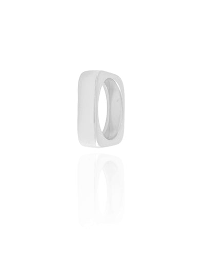 Anel Quadrado Liso Tamanho 16 Ródio Branco