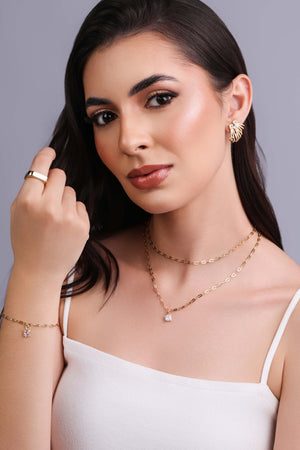 Anel Quadrado Liso Tamanho 18 Banhado a Ouro 18K