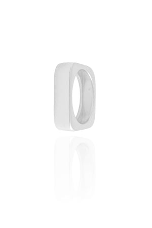 Anel Quadrado Liso Tamanho 18 Ródio Branco