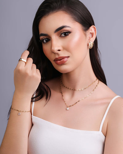 Anel Quadrado Liso Tamanho 20 Banhado a Ouro 18K