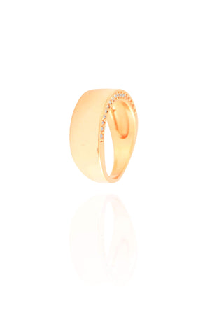 Anel Reto Liso Cravejado Cristal Tamanho 18 Banhado a Ouro 18K