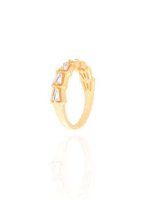 Anel Baguetes Cristal Tamanho 15 Banhado a Ouro 18K