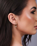 Brinco Argola Click Estrelas Cravejadas Cristal 1.9 cm Banhado a Ouro 18K