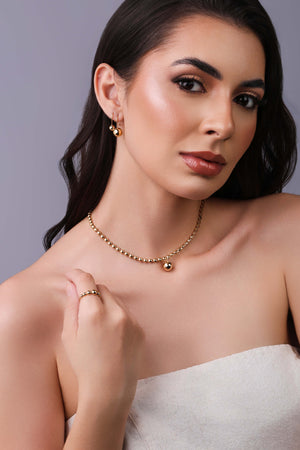 Brinco Gancho Bola Lisa 2.2 cm Banhado a Ouro 18K