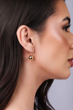 Brinco Gancho Bola Lisa 2.2 cm Banhado a Ouro 18K