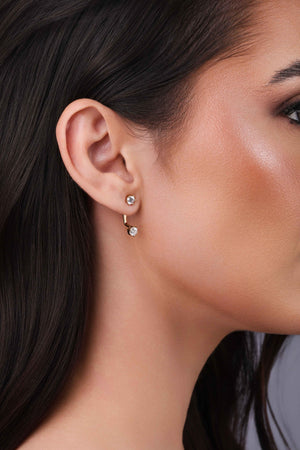 Ear Jacket Pontos de Luz Cristal Banhado a Ouro 18K