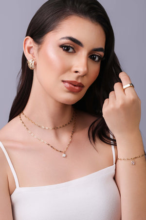 Brinco Filetes Pontos de Luz Geométricos Cristal Banhado a Ouro 18K