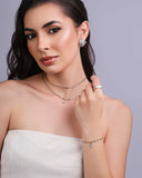 Brinco Filetes Pontos de Luz Geométricos Cristal Ródio Branco