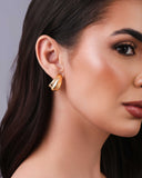 Brinco Argola Detalhada Lisa ABS 2.4 cm Banhado a Ouro 18K