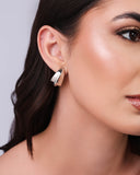 Brinco Argola Detalhada Lisa ABS 2.4 cm Ródio Branco