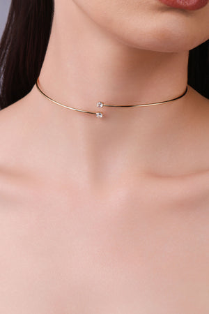 Aro Pontos de Luz Cristal Banhado a Ouro 18K