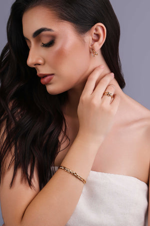 Bracelete Fio Trançado 6 mm Banhado a Ouro 18K