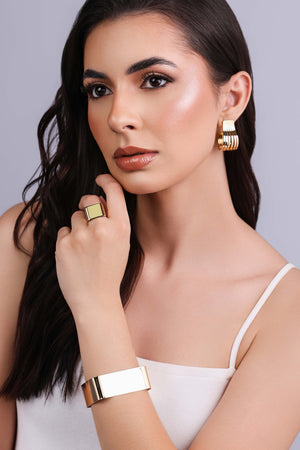 Bracelete Quadrado Liso 2.3 cm Banhado a Ouro 18K