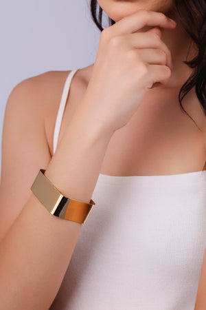 Bracelete Quadrado Liso 2.3 cm Banhado a Ouro 18K
