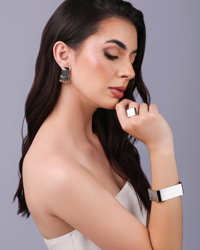 Bracelete Quadrado Liso 2,3 cm Ródio Branco