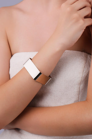 Bracelete Quadrado Liso 2.3 cm Ródio Branco