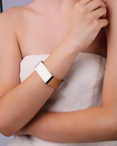 Bracelete Quadrado Liso 2,3 cm Ródio Branco
