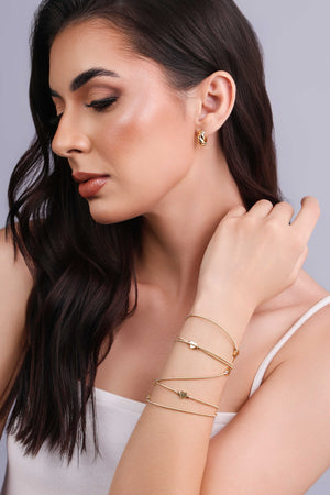 Pulseira Corda de Violão Corações Banhado a Ouro 18K